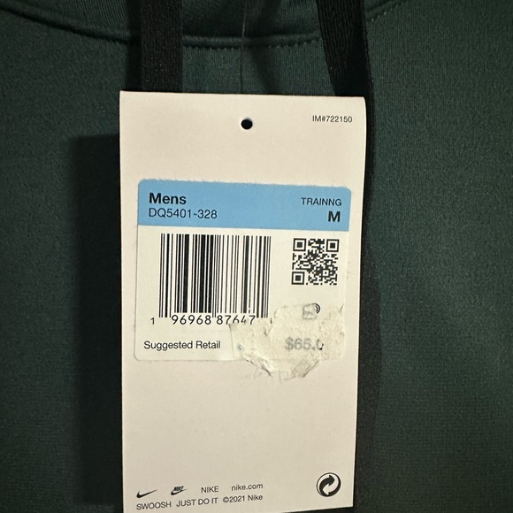 Nike Therma Fit Fitness Fleece Mens Hoodie Green Swoosh, Size M - Picture 9 of 9